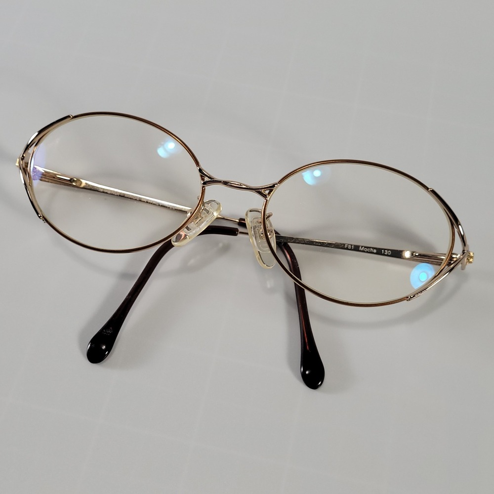Fendi F81 Mocha 52□17 130 Gold Oval Eyeglass Frames ONLY Made Italy